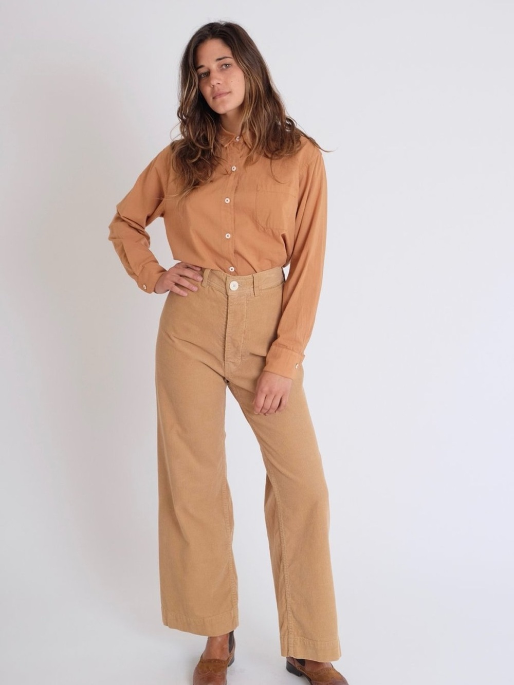 Jesse Kamm Sailor Tan Corduroy Wide Leg Pants Size 4